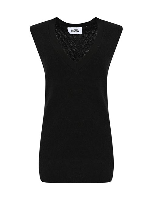 Maglia in misto lana con effetto punzonato Nero Alpha studio | AD-4520F2002